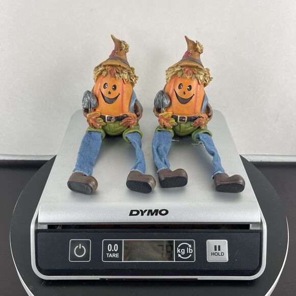 (2) Halloween Pumpkin in Jeans Figurine Shelf Sitter 3.5" Whimsical Decor - Picture 8 of 8